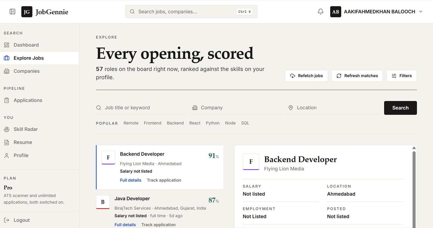 Explore jobs — every opening on the board ranked against the profile with a fit score